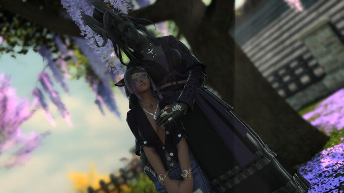 Aisleita and Sumiye, outside their marital home.